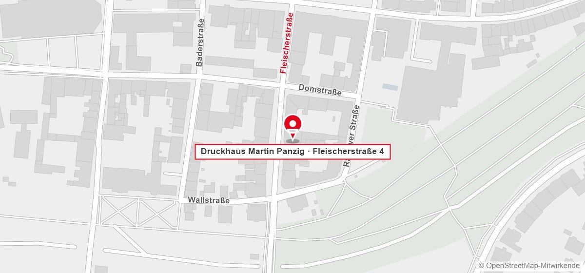 Lage des Druckhauses Martin Panzig in der Fleischerstraße 4 in Greifswald